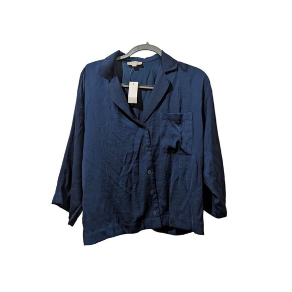 Loft sleep womens top size M navy blue button up New - Picture 3 of 7